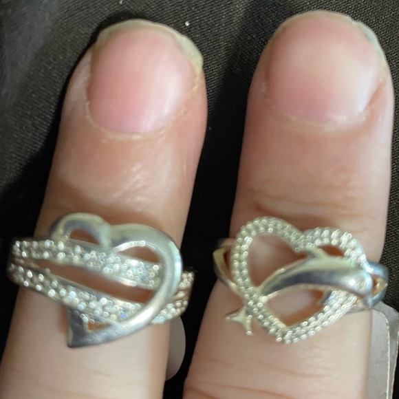 HP π Open Heart Ring With Two Bars 925 Sterling - Picture 5 of 6